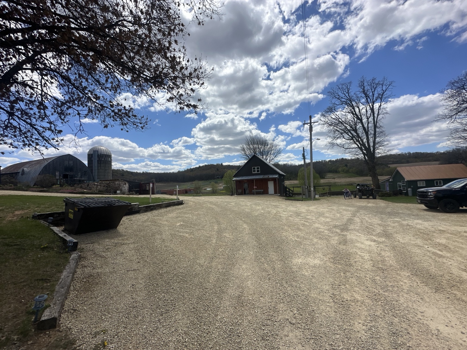 Wide view of the real Rustic Memories country property and buildings